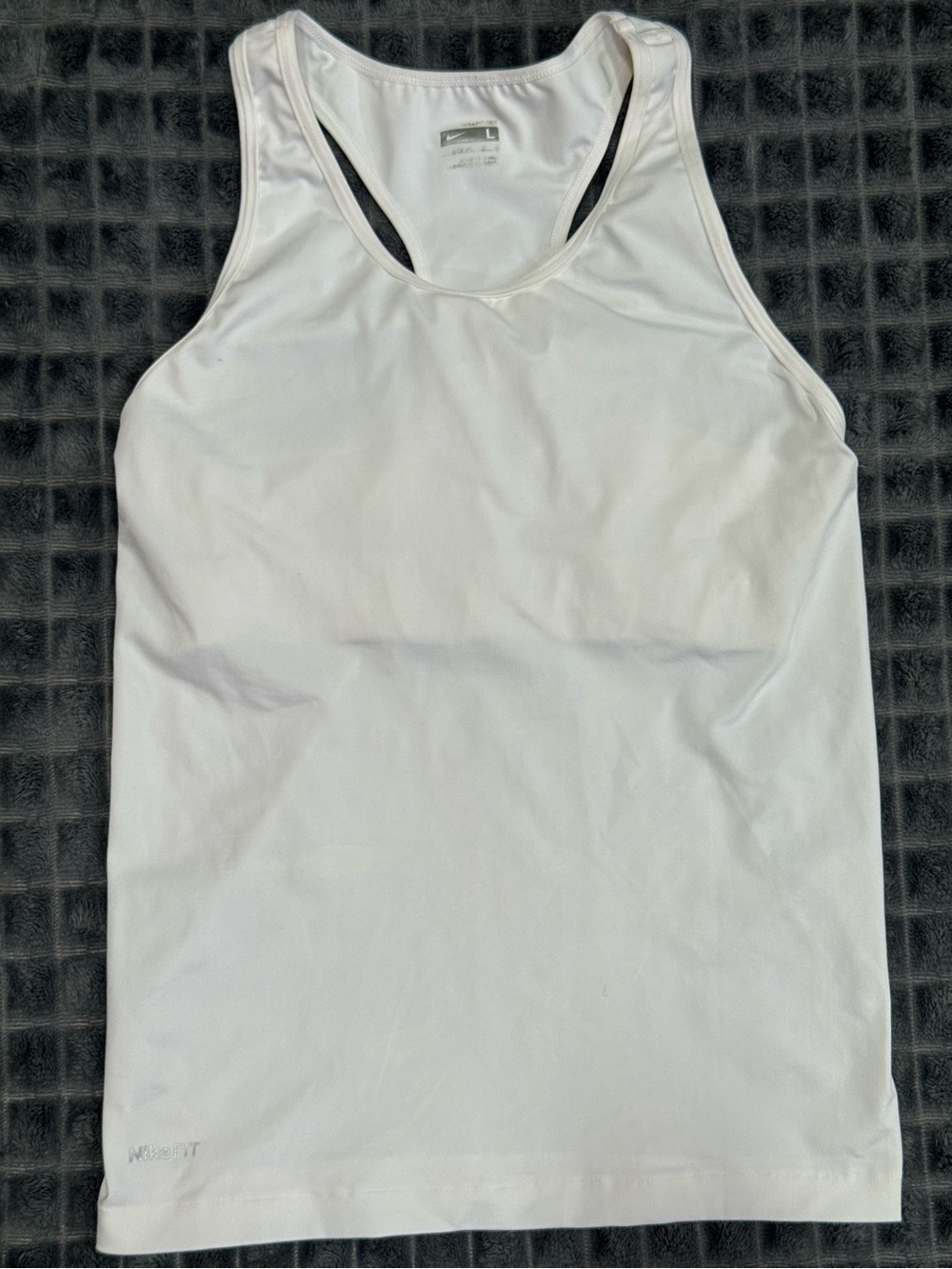 ❤️ Nike Large Womens White Racerback Athletic Tank Top Yoga Shirt Athletic (B6)
